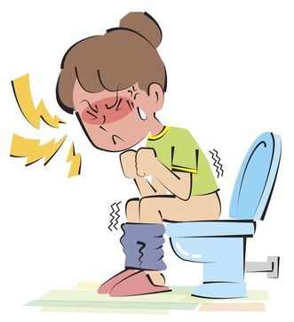 便秘の女性のイラスト