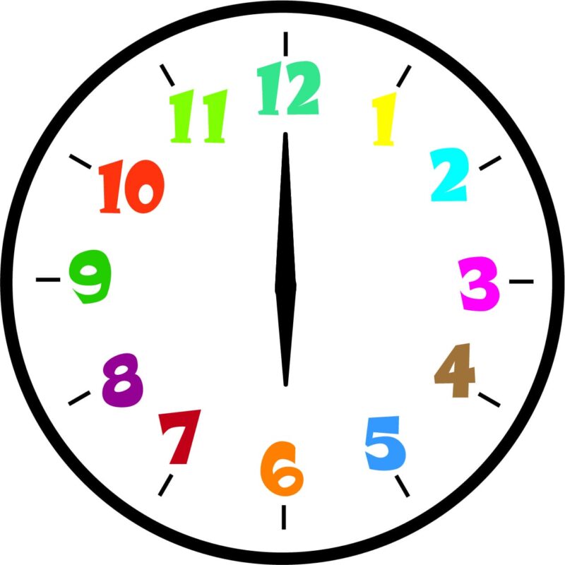 午後6時を指す時計のイラスト