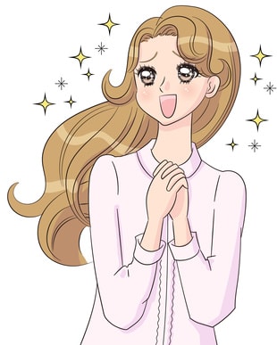 憧れの眼差しを向けている女性のイラスト