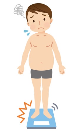 肥満で体重が増えた男性のイラスト