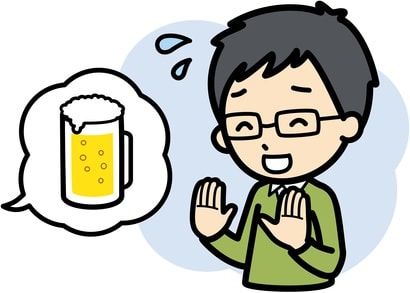 ビールを遠慮している男性のイラスト