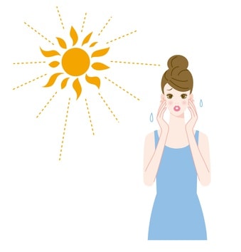 紫外線を浴びる女性のイラスト