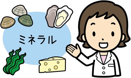 ミネラルを紹介している女性のイラスト